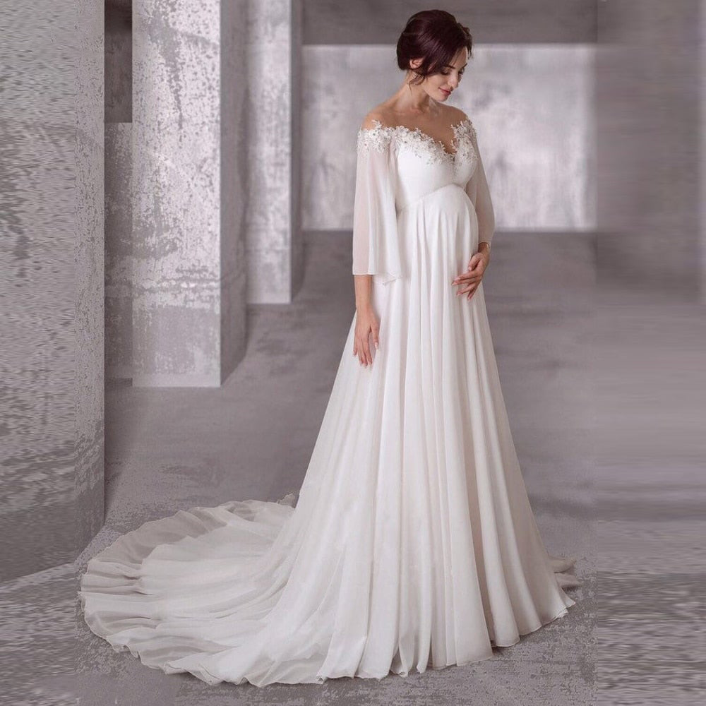 Verngo Maternity Chiffon Wedding Dress ...